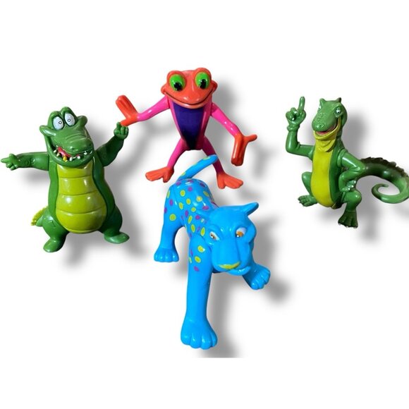 Rainforest Cafe Neon Animal Figures Wild Bunch Lot Frog Alligator Cheetah Lizard - Picture 1 of 4